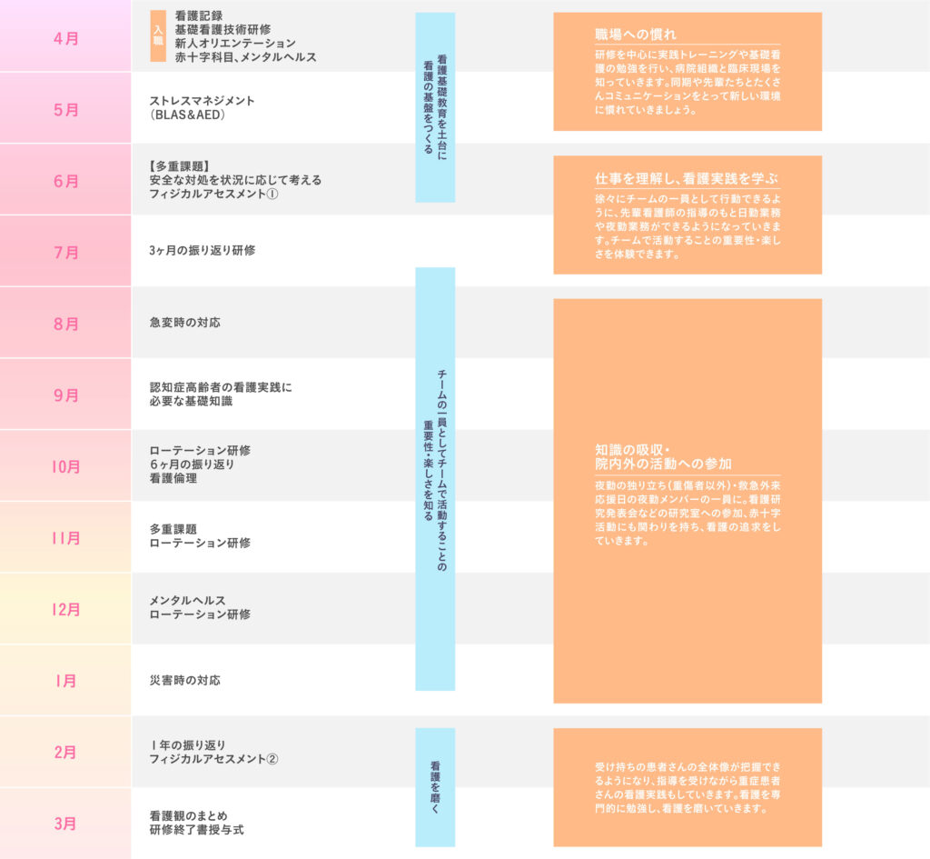 １年の教育スケジュール